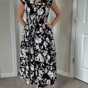 She + Sky Black and White Floral Midi Dress